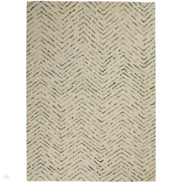 Colorado CLR02 Modern Chevron Hand-Woven Soft Hi-Low Textured Wool Loop Pile Ivory/Green Rug-Nourison-Rug Love - The Most Loved Rug Store